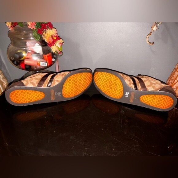 Coach Kathleen Tan and Brown Monogram Sneakers - Picture 5 of 6